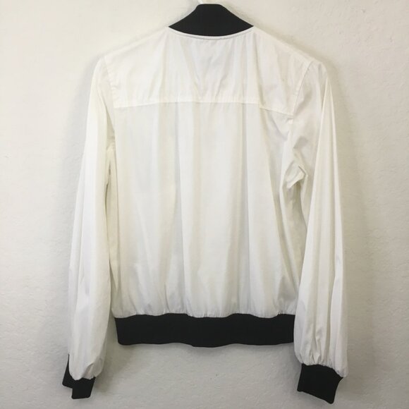 Escada Sport Bomber Jacket Womens Size 36 White Black Collar Balloon Sleeve - Picture 5 of 16